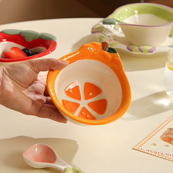 Orange Pattern Porcelain Bowl